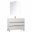 Immagine di MOBILE MOON 3.0 LARGO CM 85 A TERRA FINITURA SETA 3 CASSETTI LAVABO+SPECCHIO+LAMPADA LED LABOR LEGNO