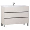 Immagine di MOBILE MOON 3.0 CM 85 A TERRA SETA 3 CASSETTI LAVABO+SPECCHIO+LAMPADA LED LABOR LEGNO