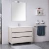 Immagine di MOBILE MOON 3.0 CM 85 A TERRA SETA 3 CASSETTI LAVABO+SPECCHIO+LAMPADA LED LABOR LEGNO
