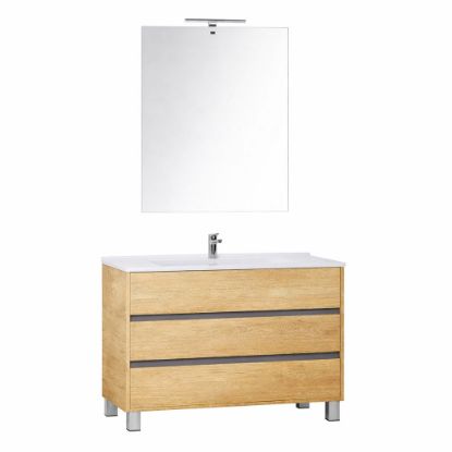 Immagine di MOBILE MOON 3.0 CM 85 A TERRA CORDA  3 CASSETTI LAVABO+SPECCHIO+LAMPADA LED LABOR LEGNO