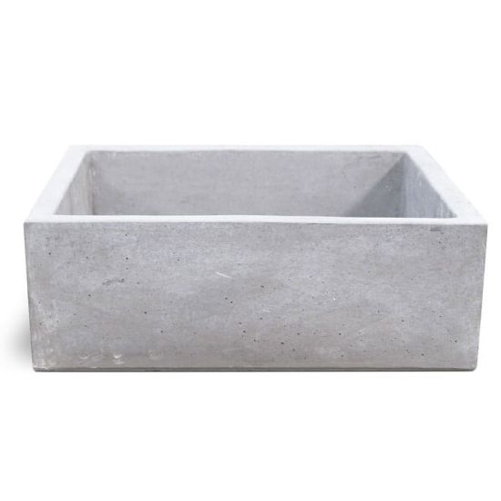Immagine di LAVELLO MADRID RETTANGOLARE IN CALCESTRUZZO LISCIO GRIGIO L 45 P 35 H 16 CM SENZA SIFONE E PILETTA KAM