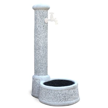 Immagine di FONTANA OLBIA IN CALCESTRUZZO BOCCIARDATO GRIGIO E GRANIGLIA BIANCA/ROSSA/NERA L 40 P 55 H 100 CM SENZA GRIGLIA - RUBINETTO - PILETTA - KAM