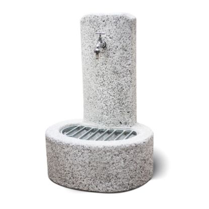 Immagine di FONTANA BIELLA IN CALCESTRUZZO SABBIATO GRIGIO L 47 P 37 H 69 CM SENZA GRIGLIA - RUBINETTO - PILETTA  KAM