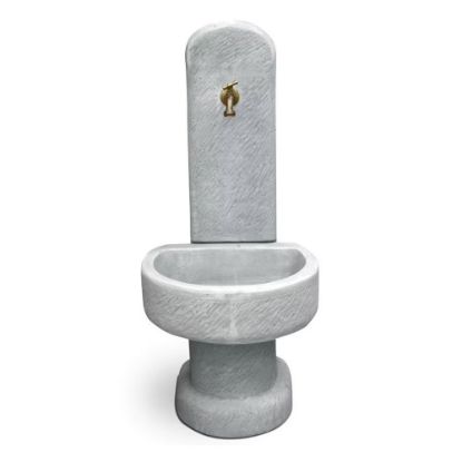 Immagine di FONTANA LECCO IN CALCESTRUZZO ANTICATO GRIGIO L 46 P 52 H 96 CM SENZA RUBINETTO E PILETTA KAM