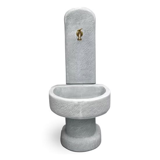 Immagine di FONTANA LECCO IN CALCESTRUZZO ANTICATO GRIGIO L 46 P 52 H 96 CM SENZA RUBINETTO E PILETTA KAM