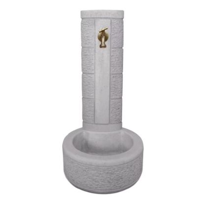 Immagine di FONTANA LA SPEZIA IN CALCESTRUZZO ANTICATO GRIGIO L 40 P 40 H 77 CM SENZA RUBINETTO E PILETTA KAM