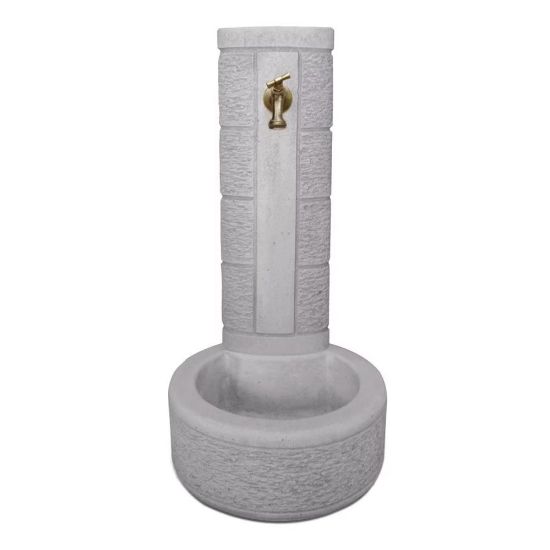 Immagine di FONTANA LA SPEZIA IN CALCESTRUZZO ANTICATO GRIGIO L 40 P 40 H 77 CM SENZA RUBINETTO E PILETTA KAM