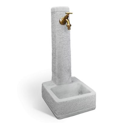 Immagine di FONTANA VICENZA IN CALCESTRUZZO ANTICATO GRIGIO L 28 P 31 H 66 CM SENZA RUBINETTO E PILETTA KAM