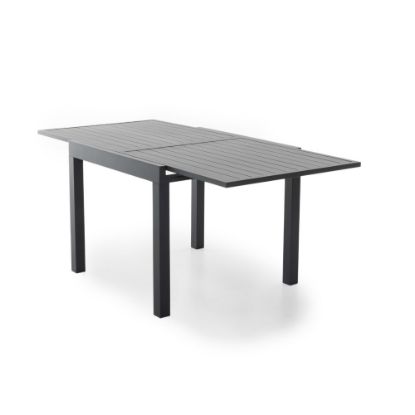 Immagine di TAVOLO DA GIARDINO IN ALLUMINIO MOD.OSTUNI ANTRACITE CON PIANO A DOGHE ALLUNGABILE L 90-180 P 90 H 75 IDEALE PER 4-6 POSTI