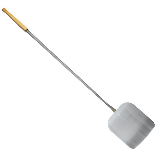 Immagine di PALA PER PIZZA INOX FUORIGROTTA RETTANGOLARE L 29 P 33 H 170 CM IMPUGNATURA IN LEGNO