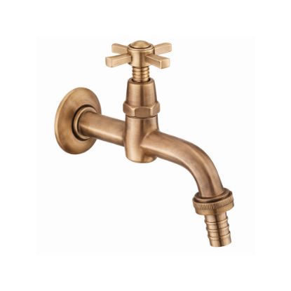 Immagine di RUBINETTO OTTONE ESAGONALE Ø 1/2" CON PORTAGOMMA E MANIGLIA A CROCE PER FONTANA DA ESTERNI